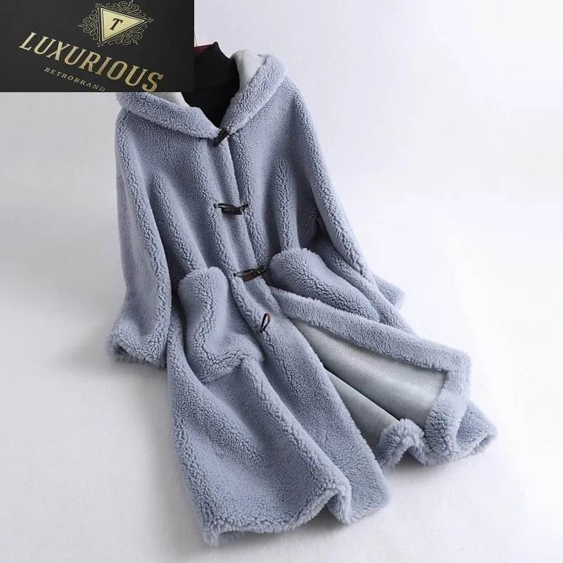 

Женские зимние куртки, шерстяные повседневные пальто, женская куртка в Корейском стиле, новинка 2024, пальто из натурального меха, Высококачественная длинная овчина