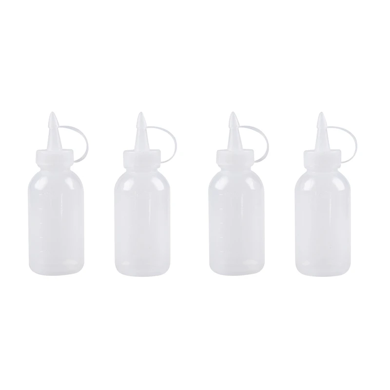 Kitchen Plastic Sauce Oil Liquid Dispensing Squeeze Bottle 100Cc 4 Pcs
