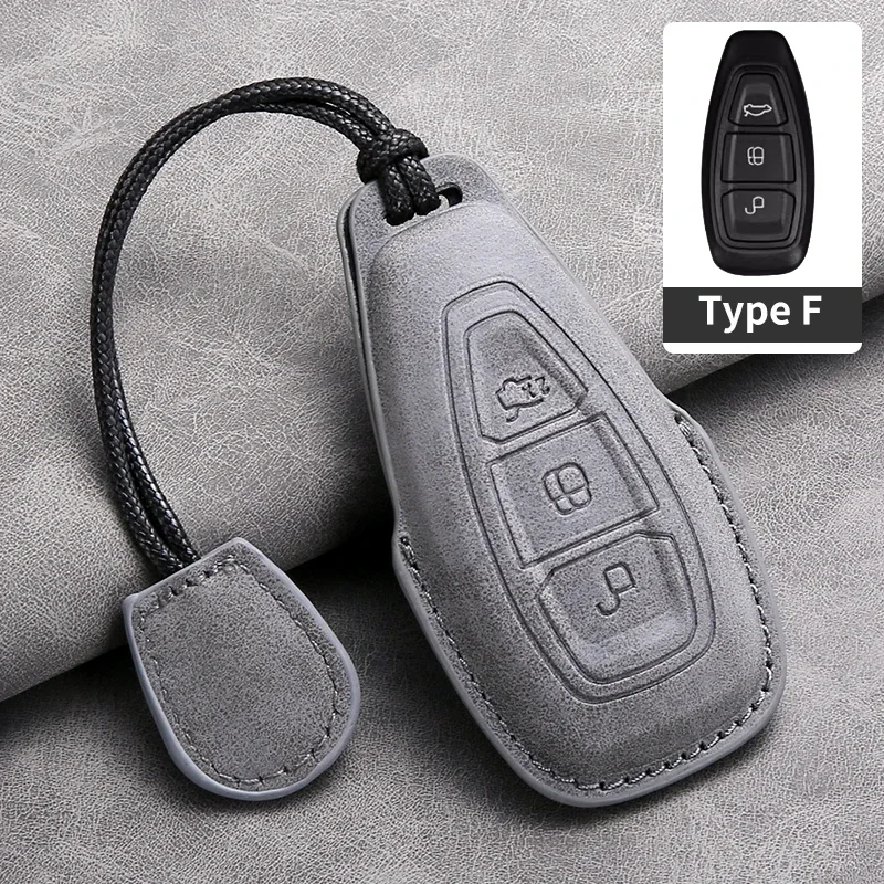 

Кожаный чехол для дистанционного ключа автомобиля, защитный чехол для Ford Focus 3 4 ST Mondeo MK3 MK4 Fiesta Fusion Kuga, автомобильный ключ