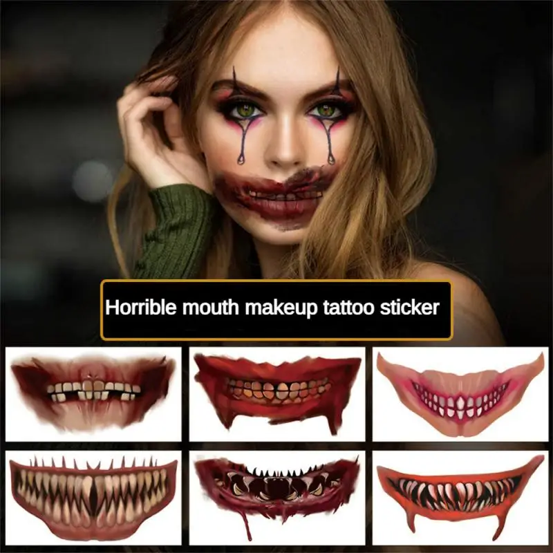 Татуировка на Хэллоуин 1-10 шт. наклейка лицо ужас кровавая рана Шрам Зомби