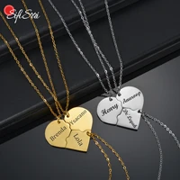 sifisrri 3pcs engrave name date heart puzzle pendant necklace for women men couple stainless steel family friend jewelry gift