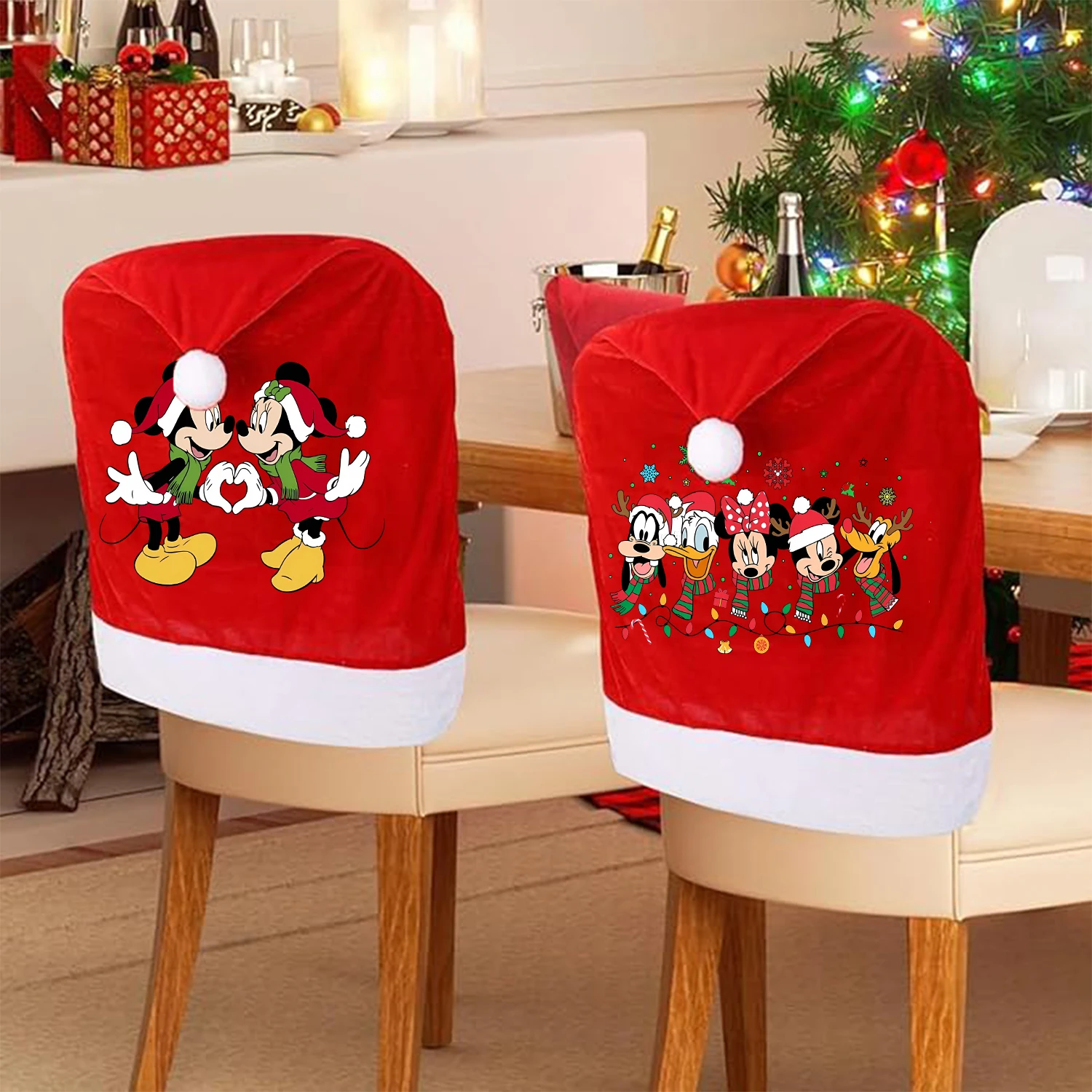 Рождественская шапка с Микки Маусом Диснея чехлы на стулья мультяшное аниме