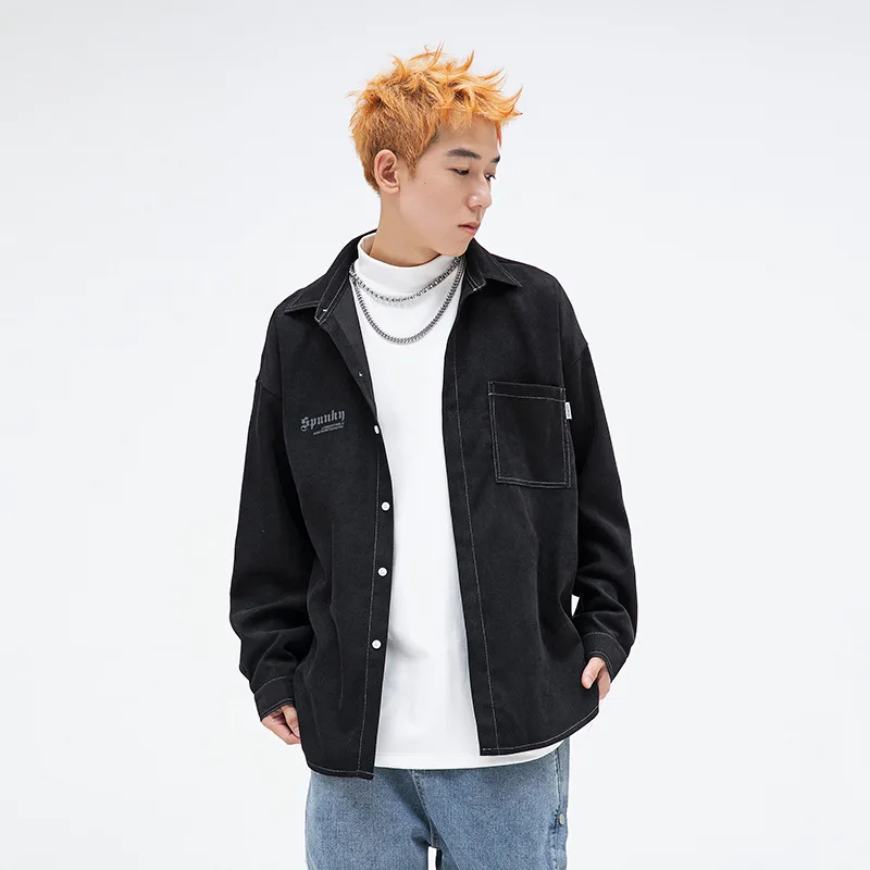 Men's Jacket Long Sleeved Shirt Men's 2022 Autumn New Fashion Fashion Label Loose Shirt Coat Letter Coat Thin Men's Shirts