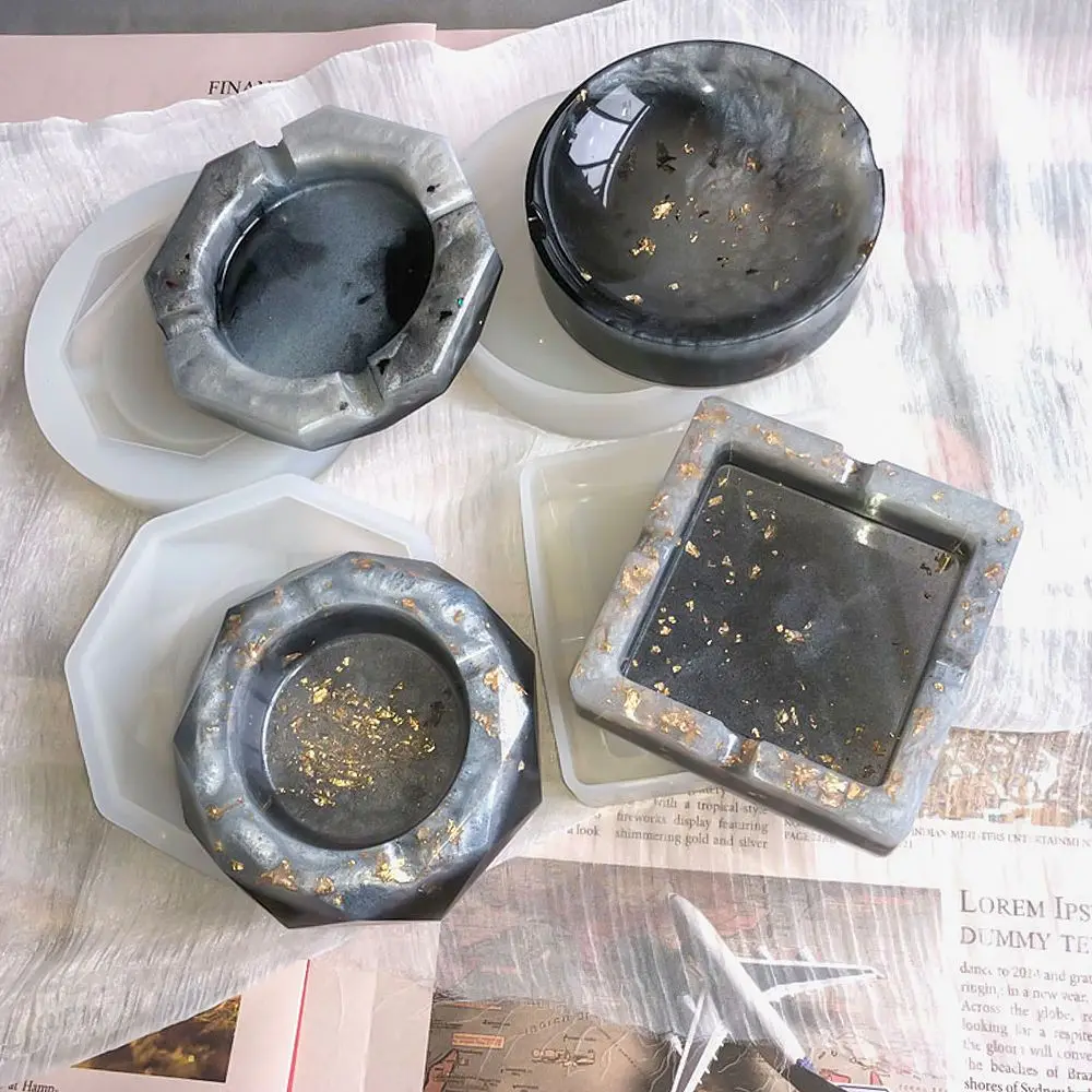 

Flexible Casting DIY Crafts Home Decoration Ashtray Molds Silicone Mould Epoxy Resin Mold Square Round