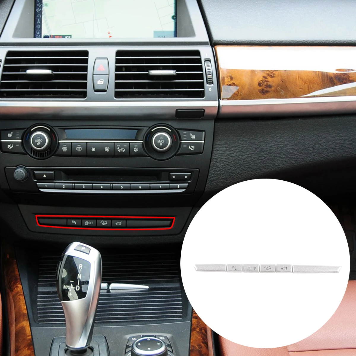 

Декоративная наклейка на кнопки центральной консоли для Bmw X5 X6 E70 E71 2010 -2013