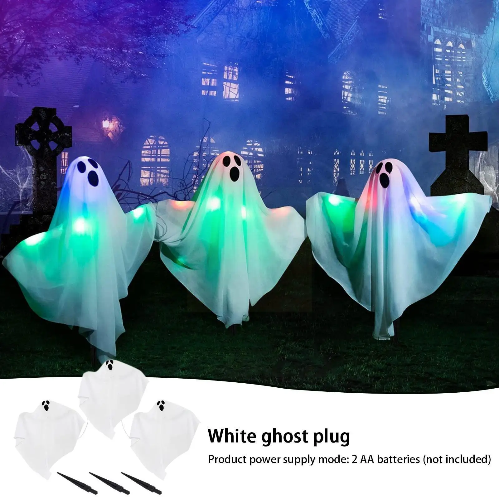 

Halloween Props Colorful Lights To Insert Small Ghosts Decorative Outdoor White Supplies And Bar House Haunted Ghosts Black X4o5