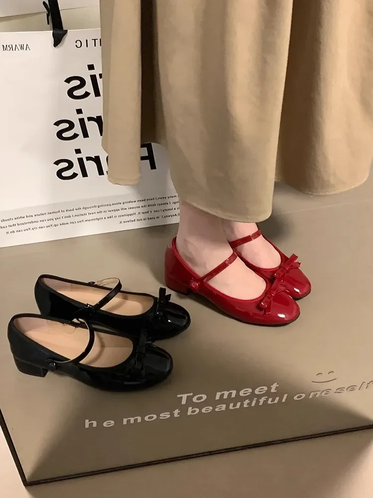 Женские туфли-лодочки в японском стиле Туфли Мэри Джейн с круглым носком