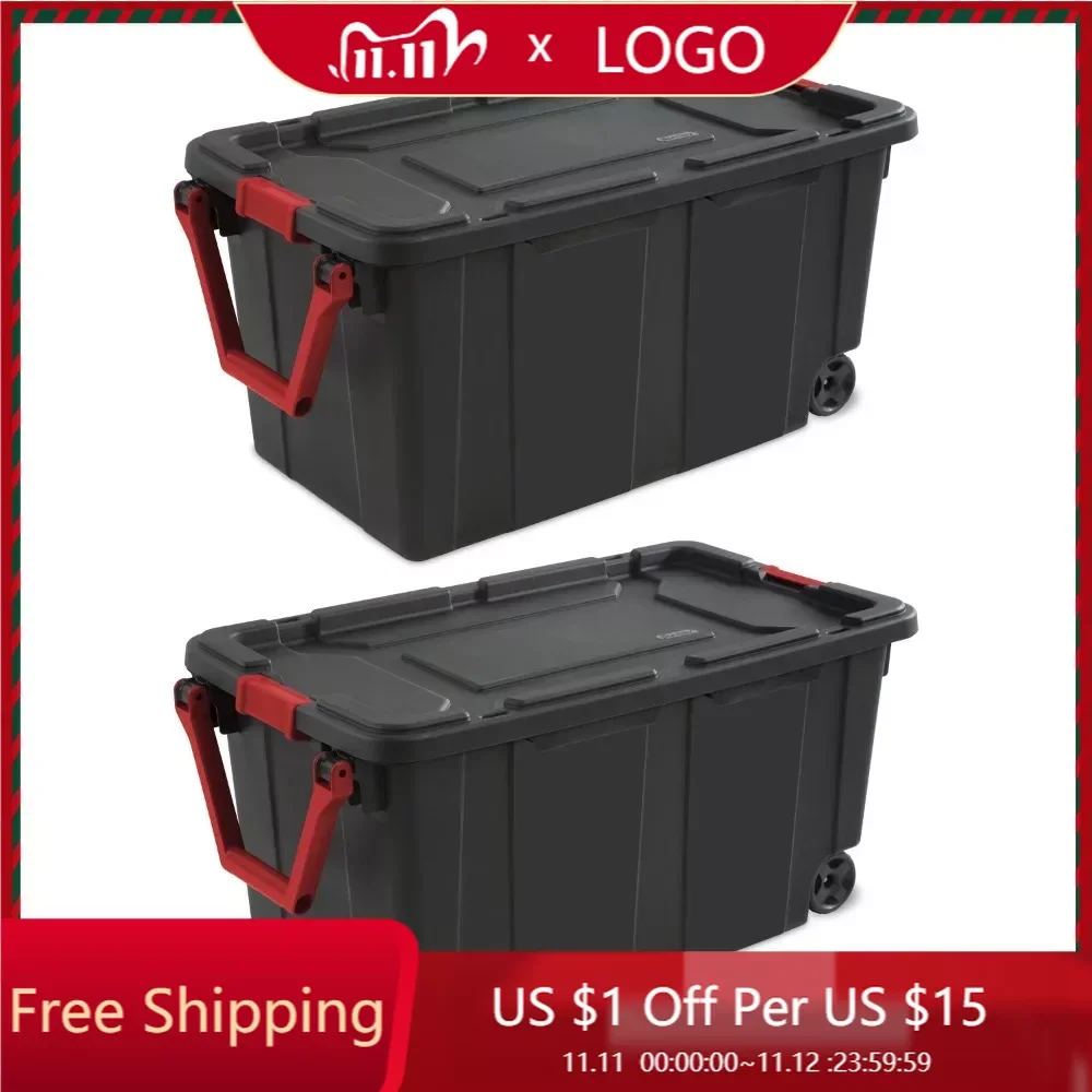 

Пластиковый Органайзер на колесиках для хранения, 40 галлонов