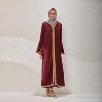 2022 arab muslim fake two pieces loose leisure embroidery beaded fashion national style robes saudi arabia abayas for women