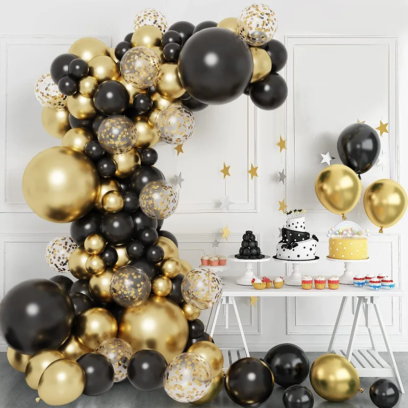 

Black And Gold Balloon Garland Arch Kit Confetti Latex Baloon Graduation 30th 40th 50th Birthday Balloon Decor Baby Shower Favor