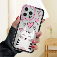 ultra thin phone transparent case for iphone 11 12 13 pro max soft silicone lovely cat cover for iphone 7 8 x xr xs se 2000
