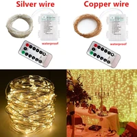 20m10m 8 mode led copper wire string lights fairy garland christmas lights outdoor remote control battery powered wedding decor