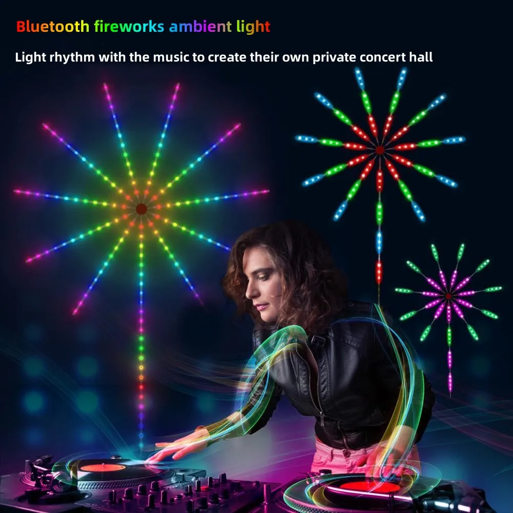 Светодиодный фейерверк, украшение подсветки телевизора 94/156LED Smart Bluetooth лампа для комнаты, сада, газона, ландшафта, праздника, Рождества