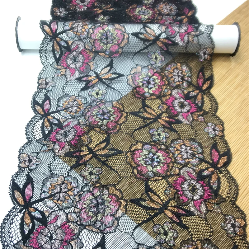 (2M/Lot) Elastic Neon Colors Lace Trim Multi-Color Stretch Fabric DIY Sewing Crafts Two Tone For Clothing Accessories - купить по