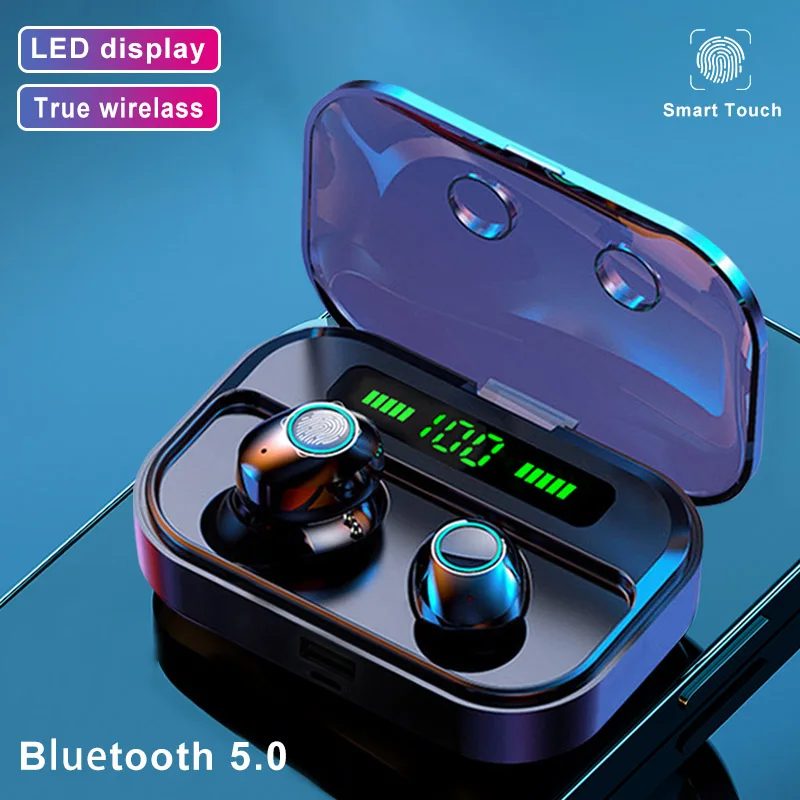 

Наушники Bluetooth 5,0, настоящие беспроводные наушники-вкладыши с зарядным устройством, беспроводные наушники Bluetooth, TWS наушники, гарнитура для с...