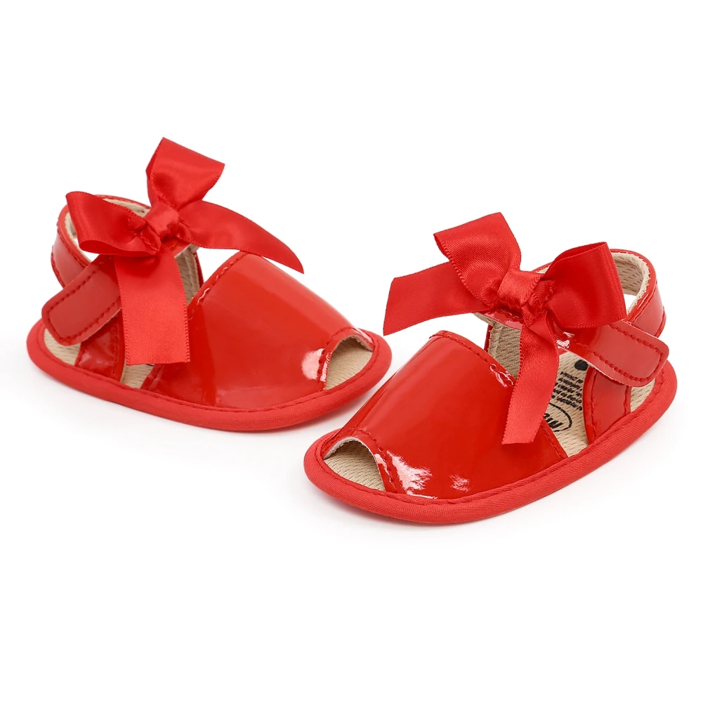

Infant Party Wedding Shoes Newborn PU Leather First Walkers 0-18 Months Baby Girls Polka Dot Bow Sandals