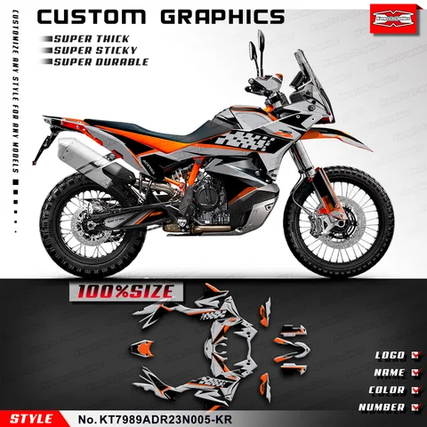 KUNGFU, графика, фотообои, рестайл, Набор наклеек для KTM 790 / 890 Adventure ADV R 2023 2024, серый