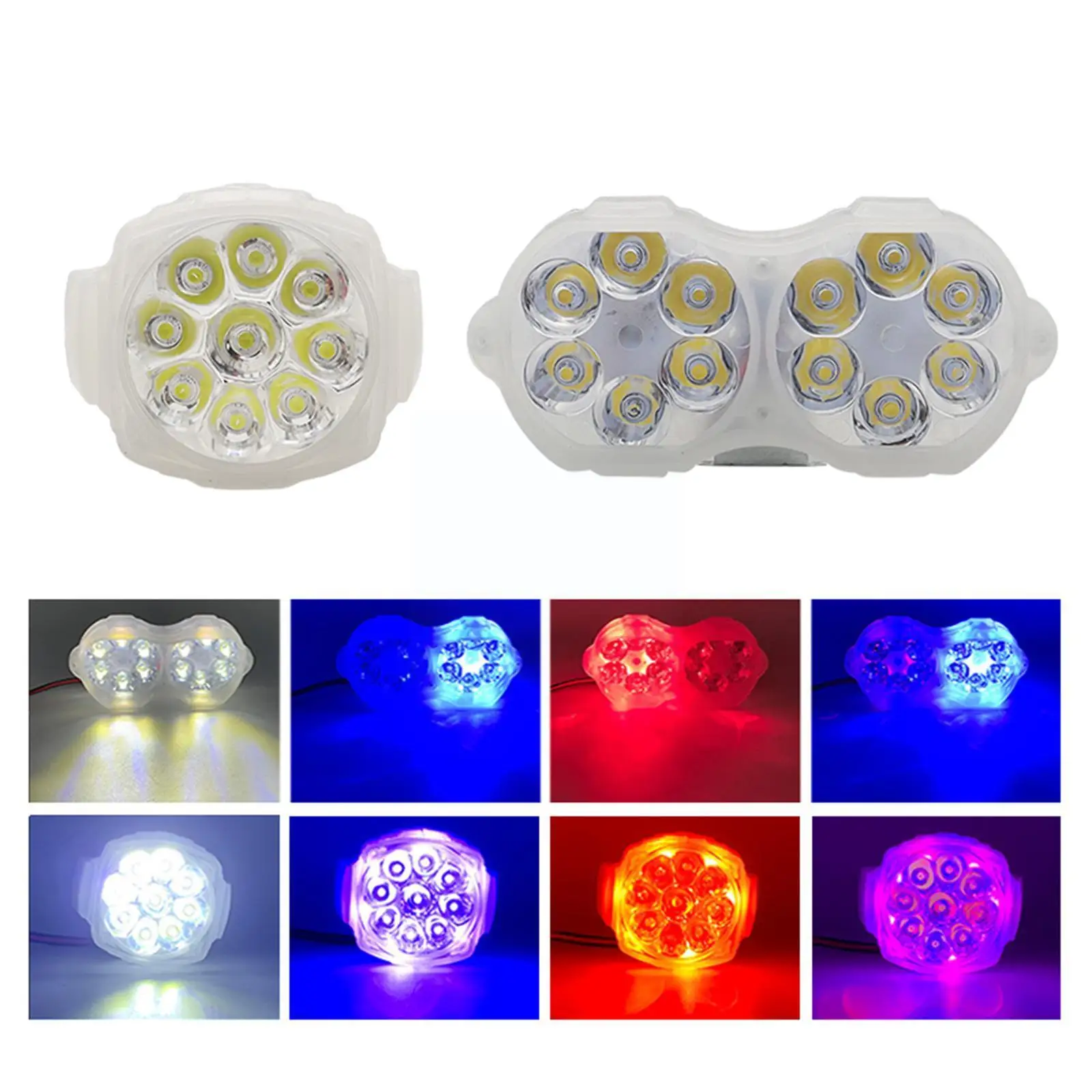 

12V LED Motorcycle Strobe Light Transparent ABS Waterproof Modified Electric Vehicle Super Bright Spotlight S9B2