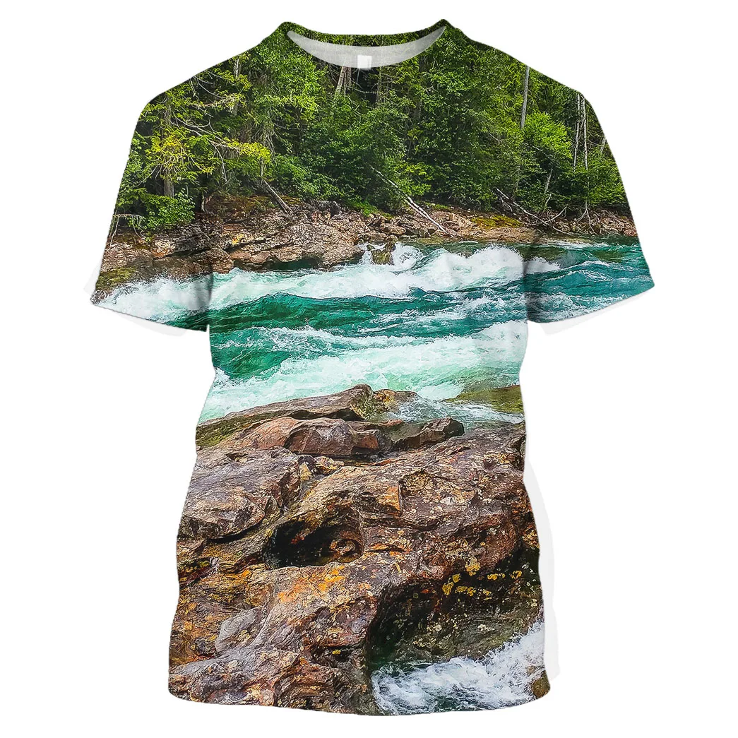 

Jumeast Men 3D Graphic T Shirt Oversized Printed T Shirts For Men Clothing Streetwear Lake Fashion Structure Premium Personality