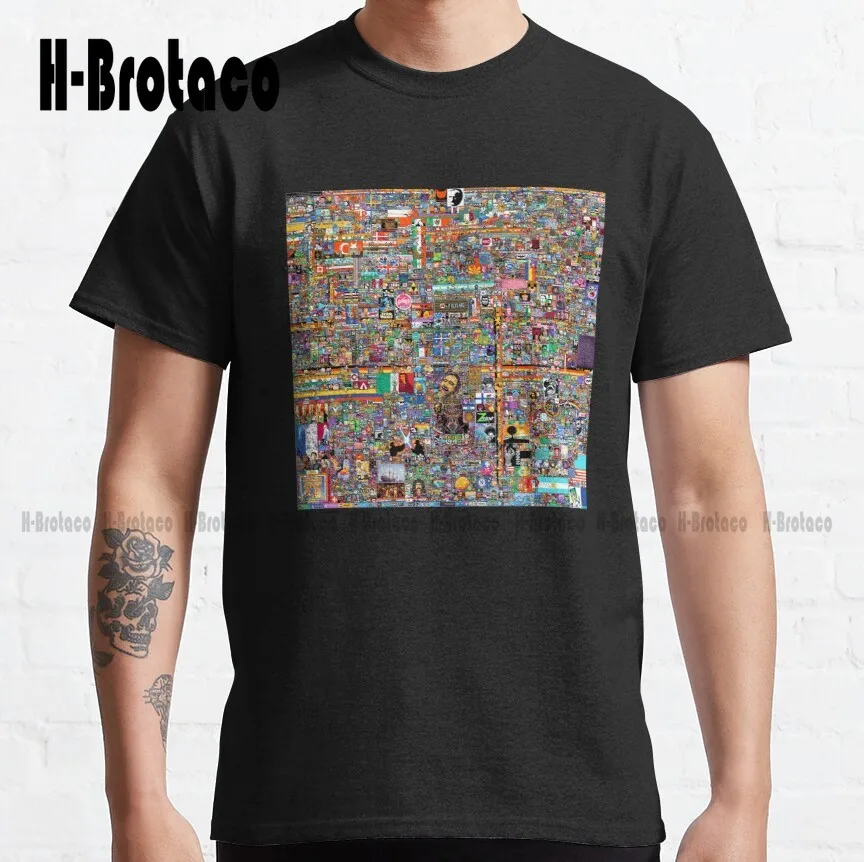 

Reddit R/Place Pixel War Classic T-Shirt Mens Workout Shirts Harajuku Streetwear Oversized Graphic T Shirts 100% Cotton Xs-5Xl