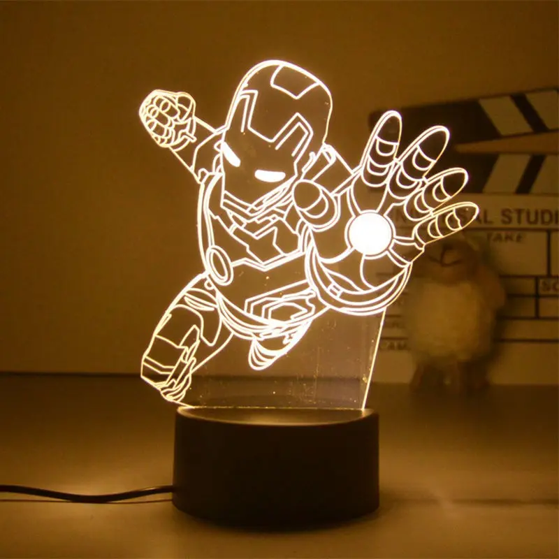 Disney Marvel The Avengers 3D Night Light Led Spiderman Spider Man Captain America Figure Table Lamp Toy Birthday Gifts - купить по