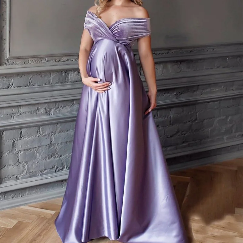 

Платье для беременных женщин с V-образным вырезом и глубоким вырезом длинное платье для беременных женщин Сексуальная фотография для беременных женщин с открытыми плечами