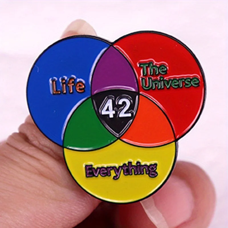 Брошь с надписями &quotLife The Universe All 42"