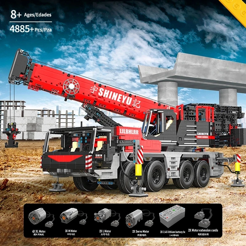 

22003 высокотехнологичные строительные блоки 1:17 APP RC моторизованный мобильный журавль Модель Сборка Кирпичи игрушки Дети Рождественские под...