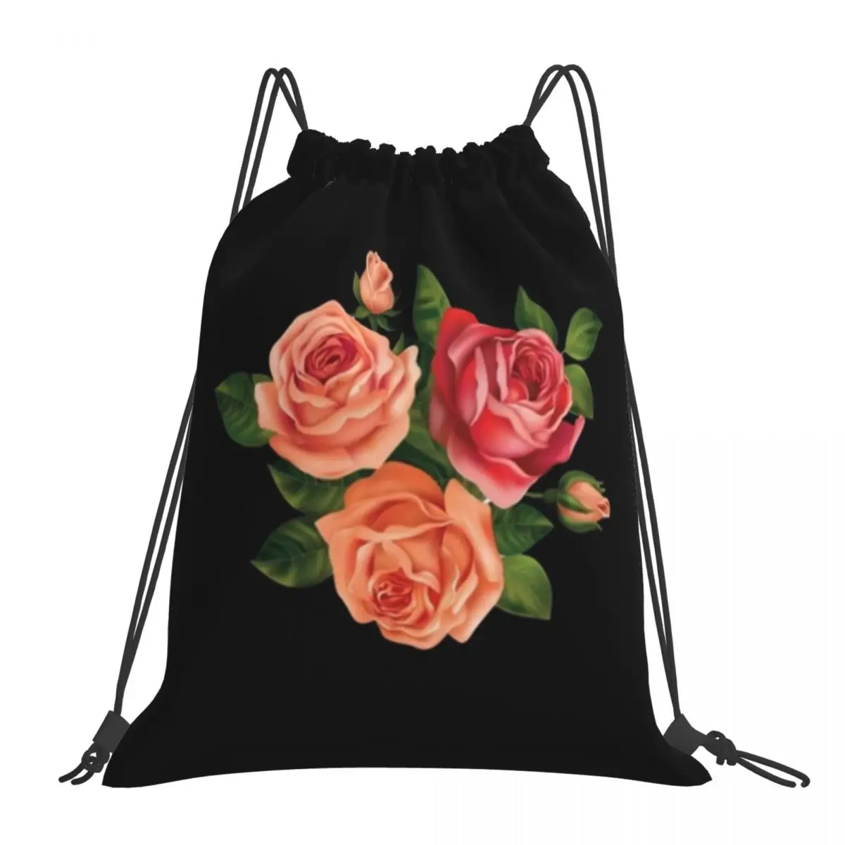 

Watercolor Floral Backpacks Portable Drawstring Bags Drawstring Bundle Pocket Storage Bag Book Bags For Travel School