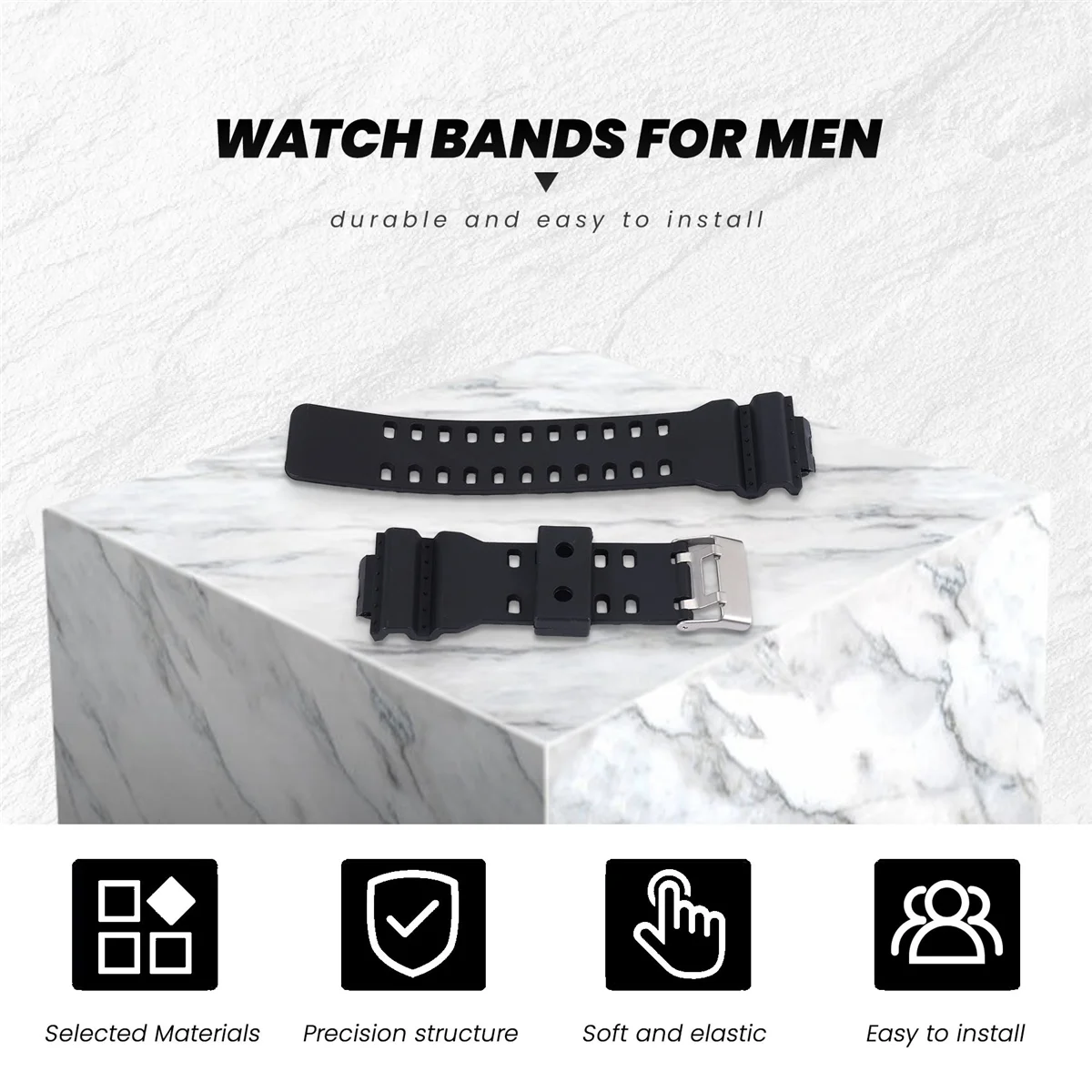 Сменный ремешок для часов из натуральной смолы G-Shock GD120/GA-100/GA-110/GA-100C (черный)