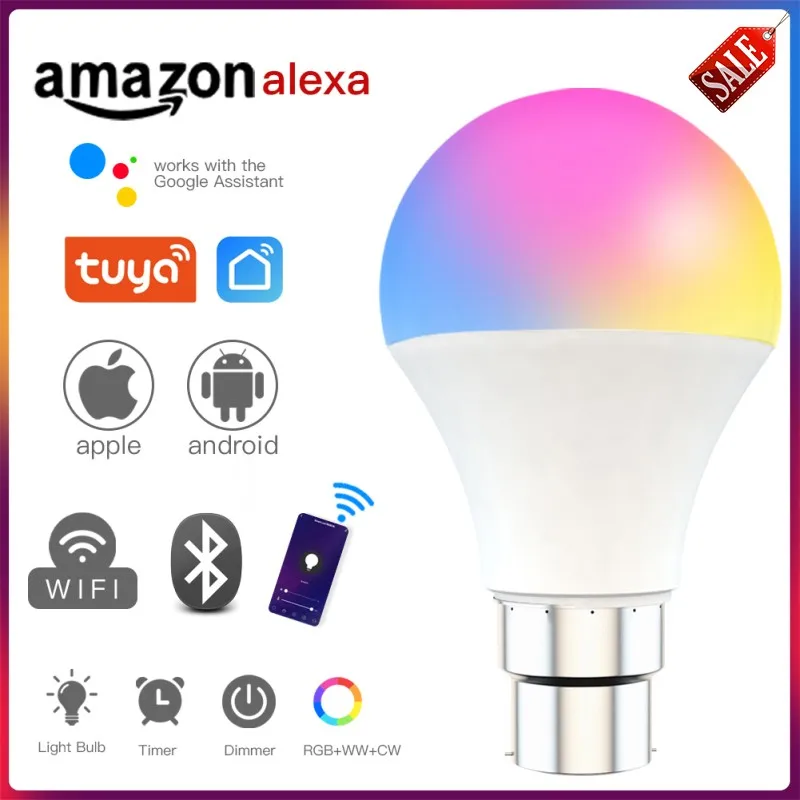 

Умная лампа Taya E27 B22, 15 Вт, RGB, CW
