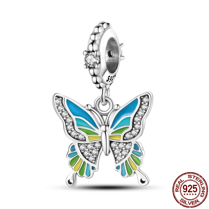 

plata charms of ley 925 original fit pandora 925 original bracelet 925 silver color butterfly Beads diy women pendant jewelry