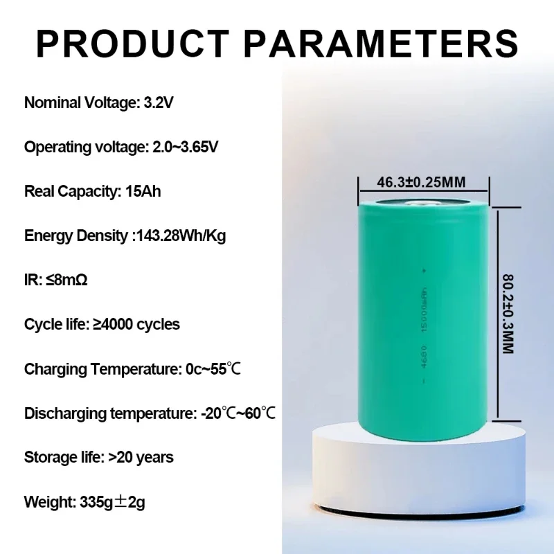 Фото 100% оригинальная литиевая батарея BYD Cylinder 3,2 В, 15 Ач, 4680, подходит для электромобилей с накоплением энергии, мобильных аккумуляторов и т. д. №2