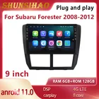 Магнитола ShunSihao на Android 11 с GPS-навигацией для 9-дюймового Subaru Forester 2008-2012 CarPlay, мультимедийный плеер, стереомагнитола для автомобиля, 128G