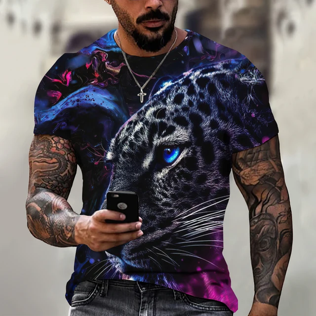 

Tiger Fighting Animal Beast Fierce Lion/leopard Print 3D T-shirt Men's Short Sleeve Tops Oversized Tees Shirt Men Design Clothes
