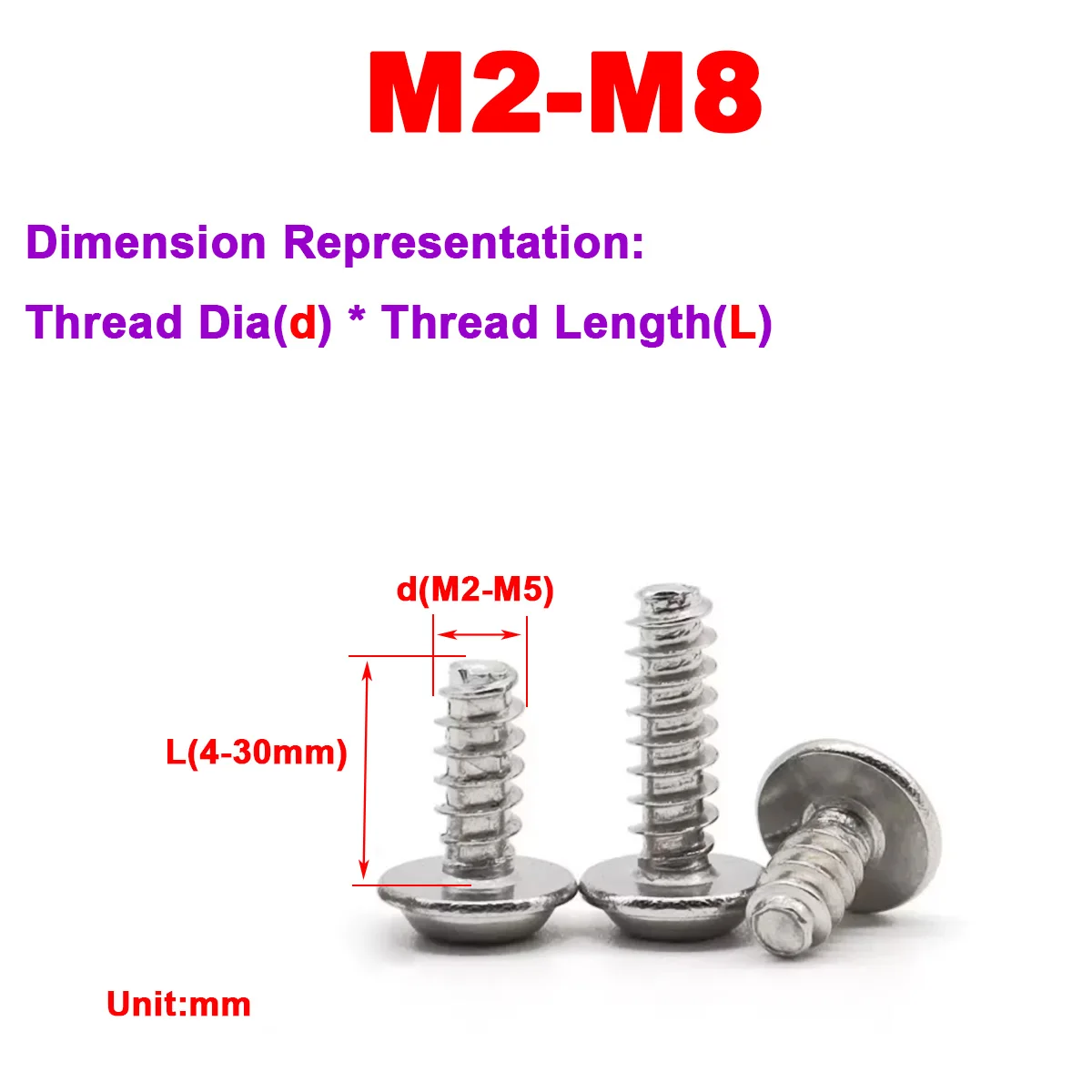 

Саморезы из нержавеющей стали 304 M2M2.6M3M4M5