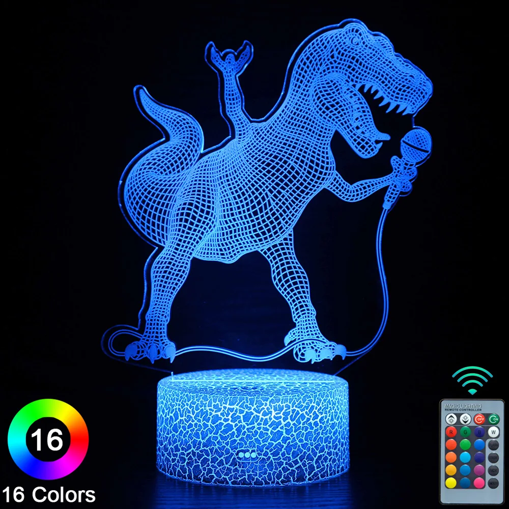 

Динозавр, светодиодный 3D ночник, сенсорный пульт дистанционного управления, новинка, настольная лампа, декор для комнаты, Рождественский по...