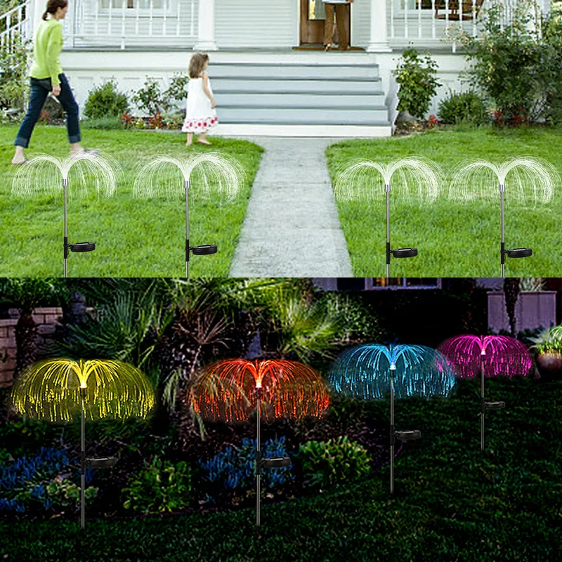 

Solar Garden Lights Fiber Optic Light Jellyfish Lawn Lamp Outdoor Waterproof Landscape Lighting for Garden Yard Patio Decoration