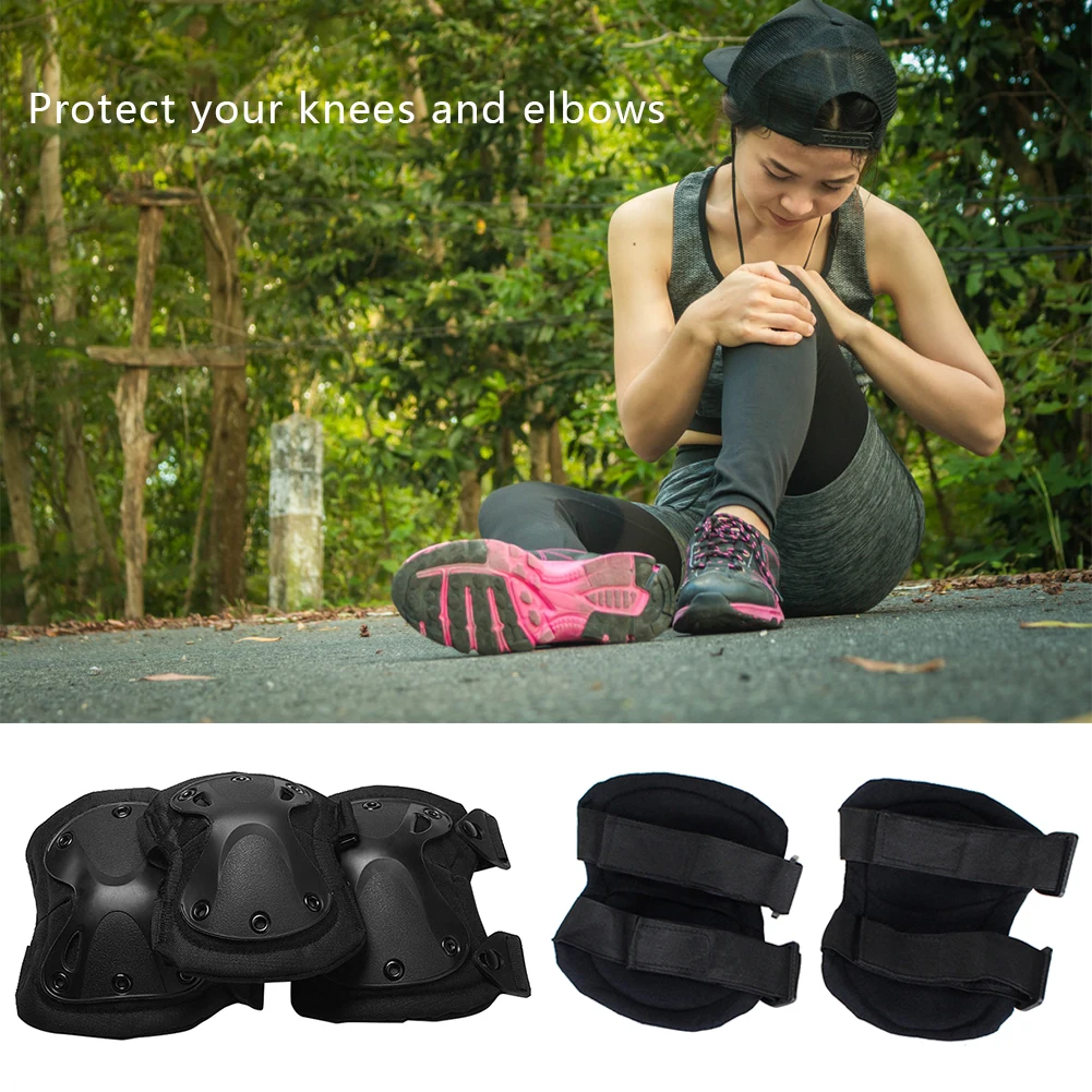 

2 Pairs Molle Knee Support Pads Elbow Durable Protector Guard for Outdoor Hunting Sports Fitness Skating Supplies