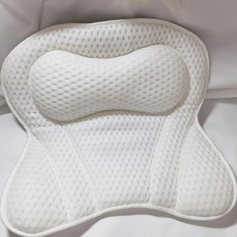 

3D Soft White Butterfly Massage Bath Pillow with Suction Cups Spongy SPA Bathtub Cushion Neck Back Comfort Relaxing Tool