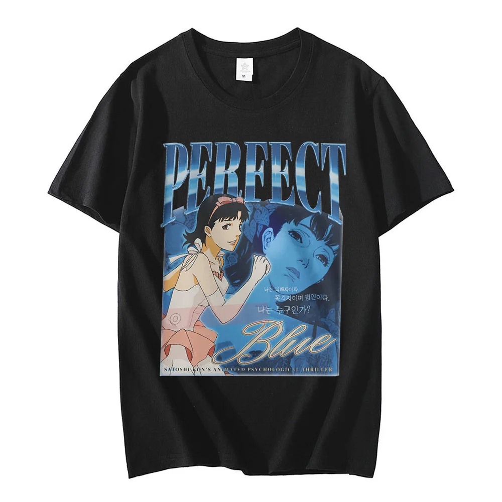 

Japanese Anime Perfect Blue Graphic Girl T-Shirt Manga Men's T-shirt Short Sleeve T-shirts Cotton Gothic Clothes Tees Unisex