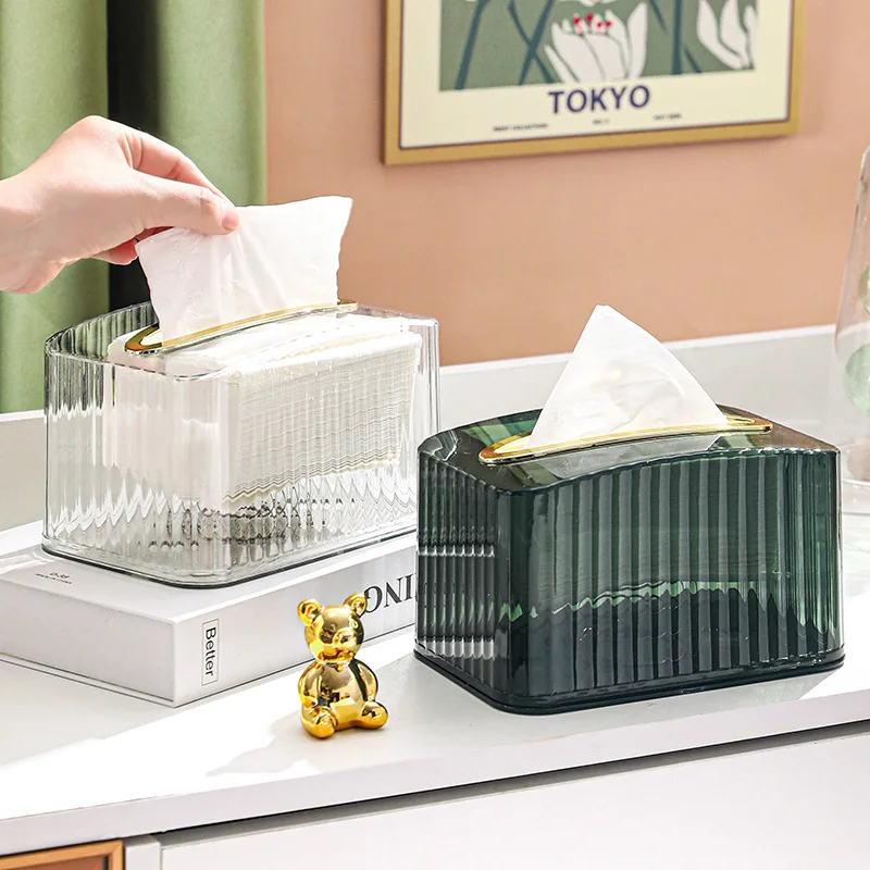 

Tissue Box Light Luxury Desktop Tissue Box Living Room Coffee Table Car Tissue Drawer Paper Storage Box with Spring Contenedores