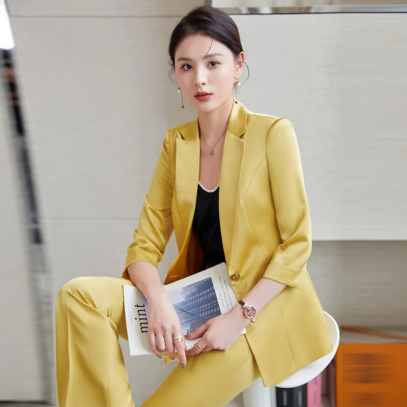 Korean spring  suit large size office women business white-collar formal dress professional dress work clothes red suit + pants