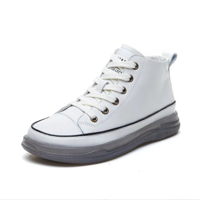 

35-41 Women Genuine Leather Sneakers Spring High-top Casual Shoes Autumn First Layer Cowhide Ladies High Top Vulcanized Shoes