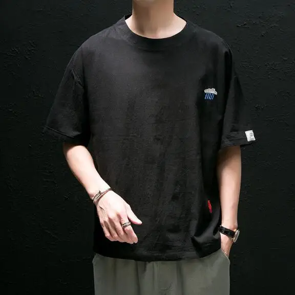 

Мужская хлопковая футболка с коротким рукавом, с круглым вырезом