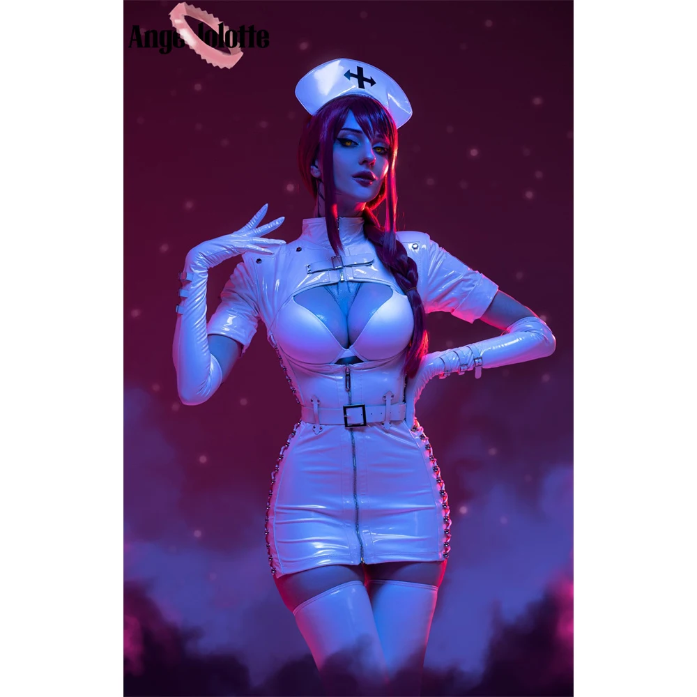 

Japanese Sexy Dark Reign Nurse Cosplay Costume Leather Dress Leotard Elastic Clack Hot Anime Erotic Lingerie Women Porno Outfit
