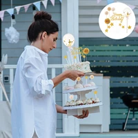 12pcs party glitter paper birthday cupcake topper cake picks cake decorative props cake inserts cards