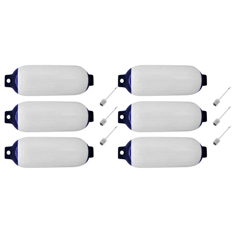 

6PCS Inflatable Boat Fender PVC Boat Anchor Bumper Marine Boat Fender For Boat, Sailboat, Cuddy Etc (4.5X16 Inch)