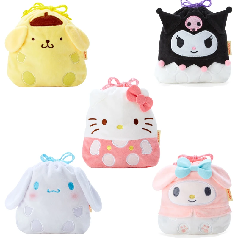 

Sanrio Kawaii Candy Bunch Mouth Cartoon Plush Coin Purse Storage Bag Snack Kulomi Jade Laurel Dog Wishing Rabbit Plush Girl Gift