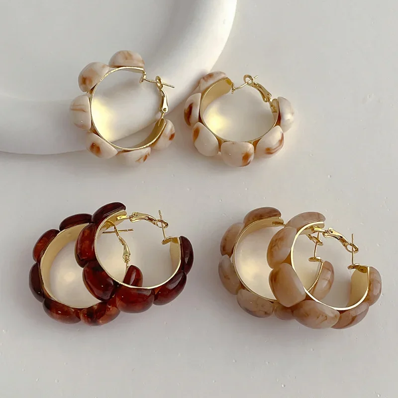 Серьги-кольца Minar золотые полимерные